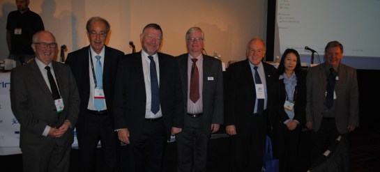 Peter Owen (IBC), Fernando Bittencourt (SET), Peter Bruce (IABM), Peter White(IAMB), Olimpio Franco (SET), Reiko Kondo (MIC Japão), e Peter Symes(SMPTE).